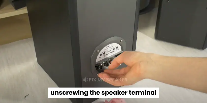 Fix My Speaker Dust – How Cleaning Dust Restores Clear Sound 3 Unsrewing speaker terminal